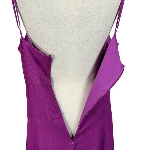 Bar III SZ 14 Maxi Dress V-Neck Spaghetti Straps Lined Slits Rear Zip Amethyst - Picture 7 of 12